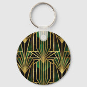 Porte-clés Glamour Art Déco Or Émeraude (Verso)