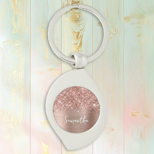 Porte-clés Glamour Rose Gold Pailleté Nom