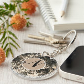 Porte-clés Glamour Roses Or Bronze Floral Glamour Rustique (Devant droit)