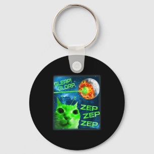 Porte-clés Glerp Glorp Drôle Chat Alien Cerveau Pourri Mème 