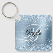 Porte-clés Glitter Bleu clair Foil Fancy Monogramme (Recto)