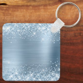 Porte-clés Glitter Bleu clair Foil Fancy Monogramme (Verso)