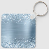 Porte-clés Glitter Bleu clair Foil Fancy Monogramme (Dos)