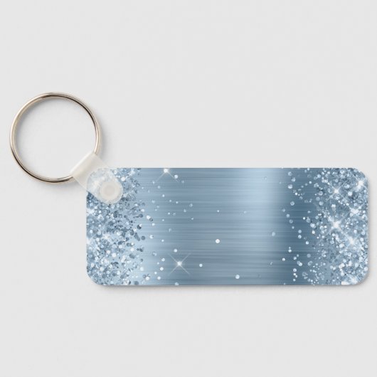 Porte-clés Glitter Bleu clair Foil Fancy Monogramme (Verso)