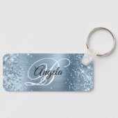Porte-clés Glitter Bleu clair Foil Fancy Monogramme (Recto)