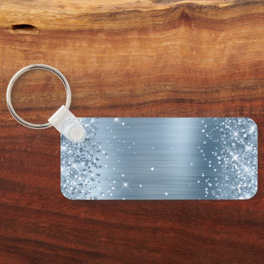 Porte-clés Glitter Bleu clair Foil Fancy Monogramme (Verso)