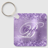 Porte-clés Glitter Lumière Violet Huile Fancy Monogramme (Recto)