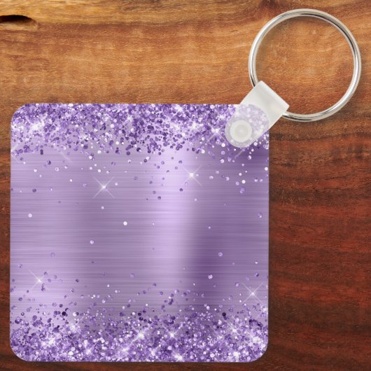 Porte-clés Glitter Lumière Violet Huile Fancy Monogramme (Verso)