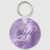 Porte-clés Glitter Lumière Violet Huile Fancy Monogramme (Recto)