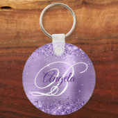 Porte-clés Glitter Lumière Violet Huile Fancy Monogramme (Recto)