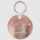 Porte-clés Glitter Rose Gold Glam Nom Photo (Recto)