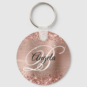 Porte-clés Glitter Rose Or huile Fancy Monogramme