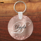 Porte-clés Glitter Rose Or huile Fancy Monogramme (Recto)