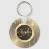 Porte-clés Glitterie Giraffes sur Glitzy Gold Monogramme (Recto)