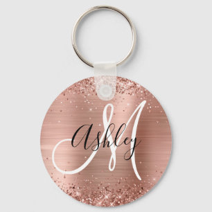 Porte-clés Glitterie Rose Gold Foil noir blanc Monogramme