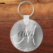 Porte-clés Glitterie Silver Foil noir et blanc Monogramme (Recto)