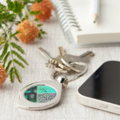 Porte-clés Glitterie Turquoise Empreinte de léopard tropical  (Côté )