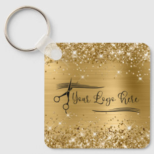 Porte-clés Glittery Gold Glam pour votre logo