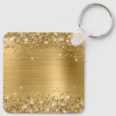 Porte-clés Glittery Gold Glam pour votre logo (Dos)