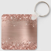 Porte-clés Glittery Rose Gold Glam pour votre logo (Dos)