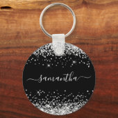 Porte-clés Glittery Silver and Black Girl Name (Recto)