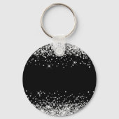 Porte-clés Glittery Silver and Black Girl Name (Verso)