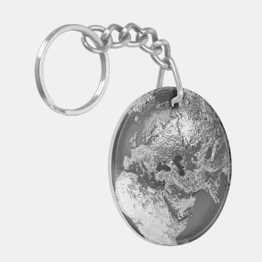 Porte-clés Globe argenté - l'Europe, 3d rendent (Devant gauche)