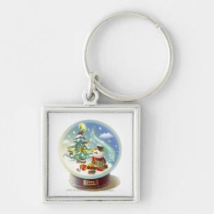 Porte-clés Globe de neige avec le bonhomme de neige et