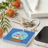 Porte-clés Globe de neige avec Snowman et Pine Tree (Devant Droit)
