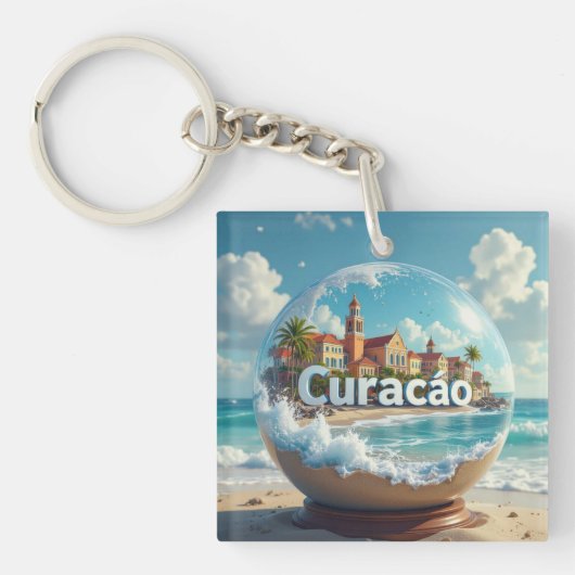 Porte-clés globe de plage de Curaçao (Devant)