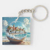 Porte-clés globe de plage de Curaçao (Dos)