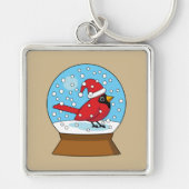 Porte-clés Globe des neiges avec cardinal rouge mignon (Devant)