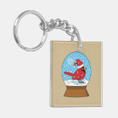 Porte-clés Globe des neiges avec cardinal rouge mignon (Devant gauche)