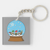 Porte-clés Globe des neiges avec trois Chouettes Gnomes (Dos)