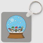Porte-clés Globe des neiges avec trois Chouettes Gnomes (Dos)
