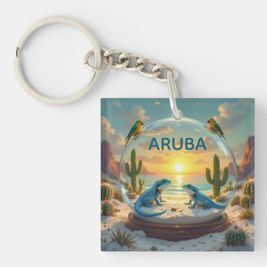 Porte-clés Globe du coucher de soleil d'Aruba Dushi (Devant)