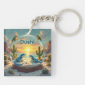 Porte-clés Globe du coucher de soleil d'Aruba Dushi (Dos)