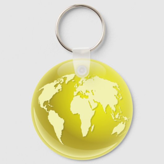 Porte-clés Globe du monde jaune (Recto)