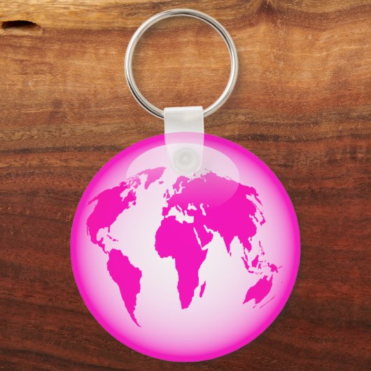 Porte-clés Globe rose brillant (Recto)