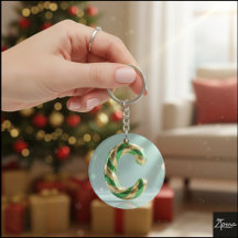 Glossy Green Gold Glitter Striped Letter C