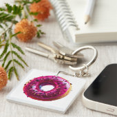 Porte-clés Glossy Pink Donut with Dark Sprinkles (Devant Droit)