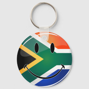 Porte-clés Glossy Round Happy South African Flag