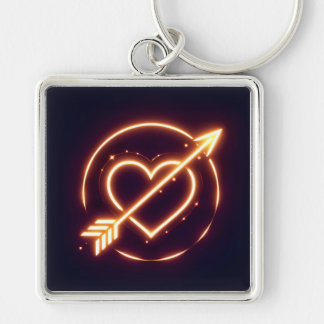 Porte-clés glowing image of a heart with cupid's arrow