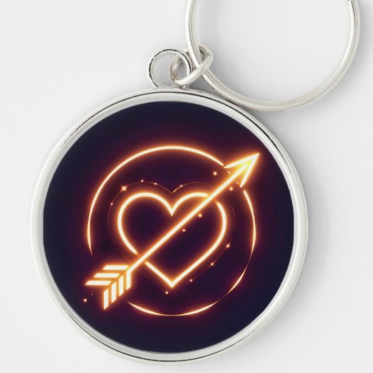 Porte-clés glowing image of a heart with cupid's arrow (Devant)