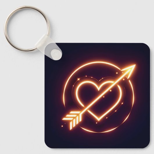 Porte-clés glowing image of a heart with cupid's arrow (Recto)