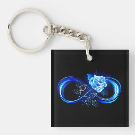 Porte-clés Glowing infinity with blue rose (Devant)