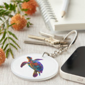 Porte-clés Glowing Sea Turtle Art - Vibrant Underwater Reptil (Devant droit)