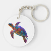 Porte-clés Glowing Sea Turtle Art - Vibrant Underwater Reptil (Dos)