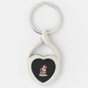 Porte-clés Gnome à cheval sur un bouledogue anglais Noël Xmas