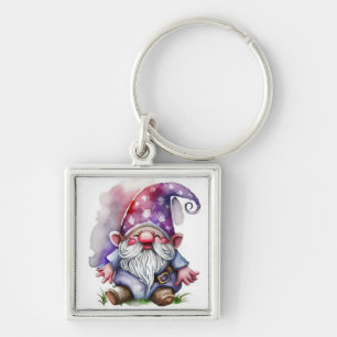 Porte-clés Gnome AWatercolor dans les tons violets